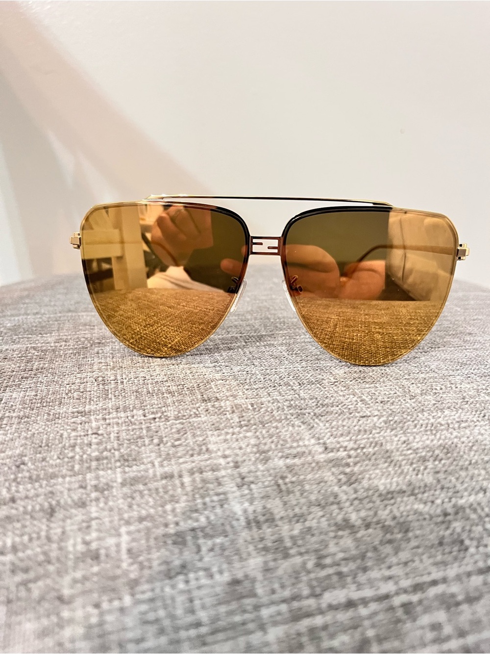 Fendi Gold Aviator Sunglasses with Gradient Amber Lenses - Unbranded